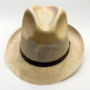 American Hat Makers Mens Tan Straw Hat Size M Medium Cap 7-7 1/8 56-57 CM